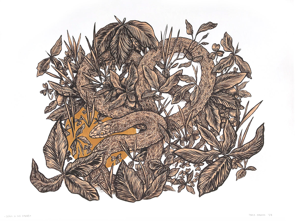Maura O’Connor &quot;Snake in the Grass&quot; - Hand-Embellished Variant, 1 of 5 - 18 x 24&quot;