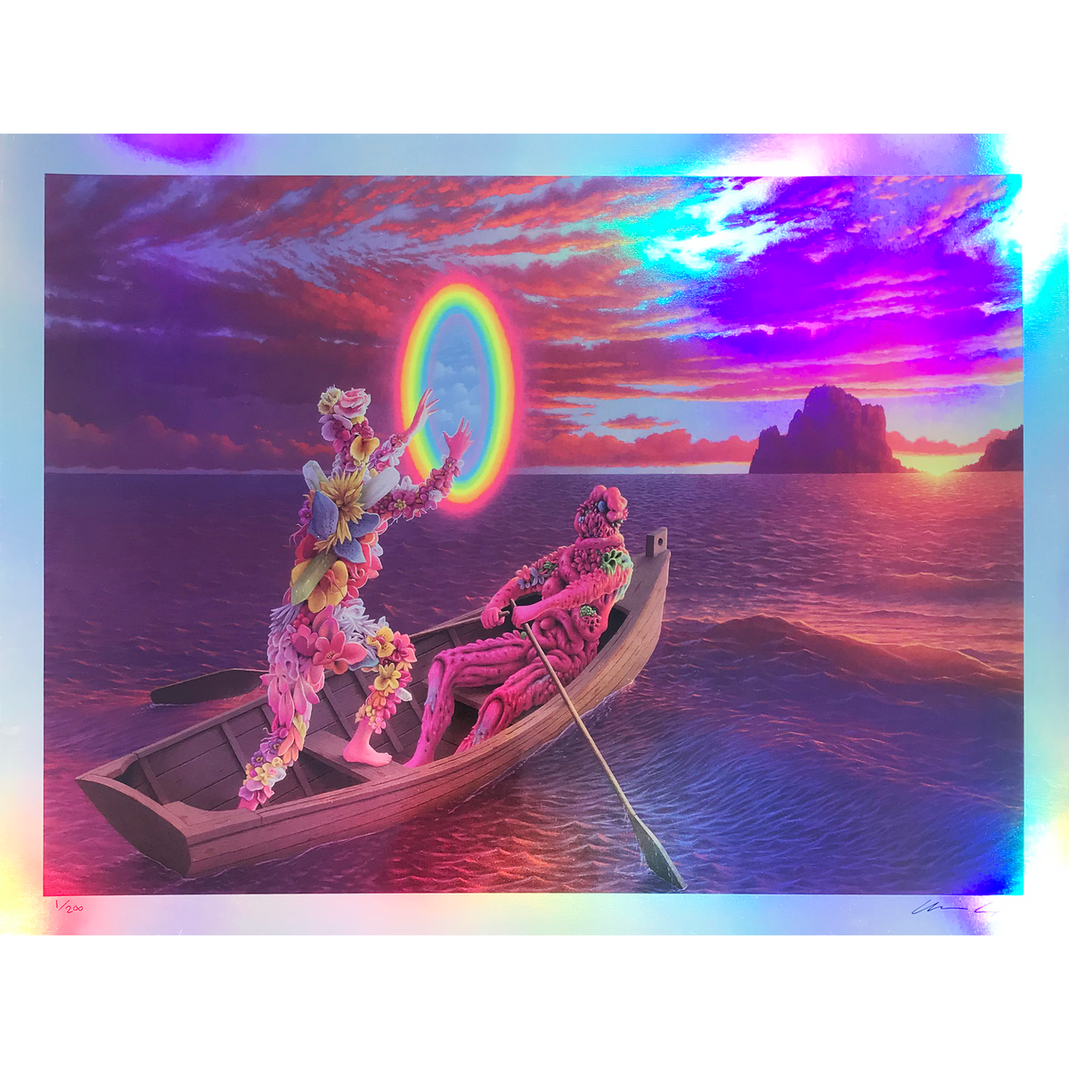 Adrian Cox &quot;Spirit Gardener Searching for New Horizons&quot; - Rainbow Foil Print, Limited Edition of 200 - 18 x 24&quot;