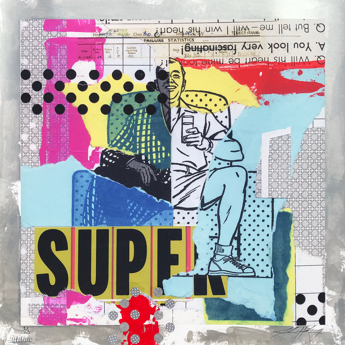 Joshua Horkey &quot;Feeling Super&quot; - Hand-Embellished Edition of 3 - 17 x 17&quot;