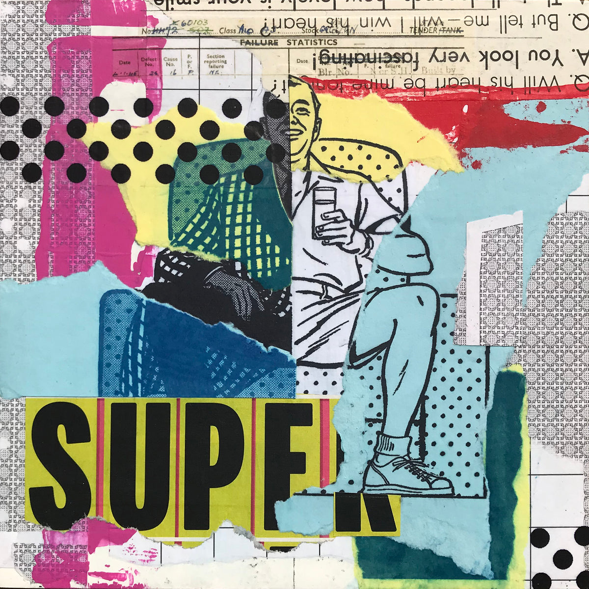 Joshua Horkey &quot;Feeling Super&quot; - Original Mixed Media Work on Wood - 8 x 8&quot;