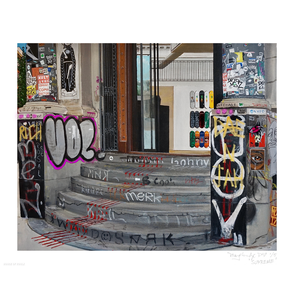 Daniel Loveridge &quot;Supreme, NYC&quot; - Hand-Embellished Edition of 5 - 14 x 17&quot;