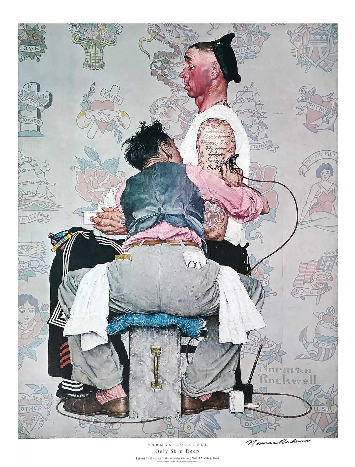 Norman Rockwell - &quot;Only Skin Deep&quot; - Signed Offset Print - 19 x 25&quot;
