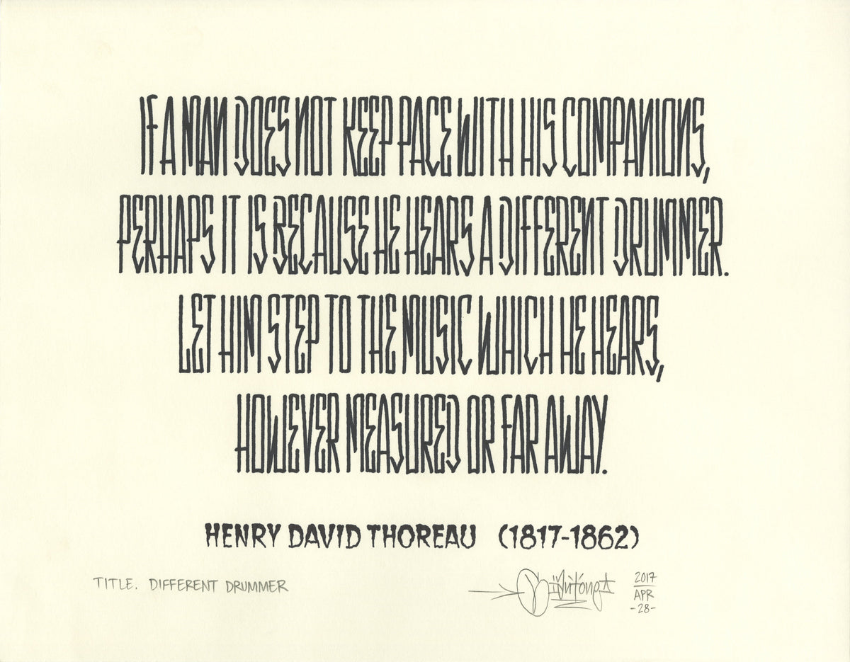 Mike Giant &quot;Different Drummer (Henry David Thoreau)&quot; - Original Ink Illustration - 11 x 14
