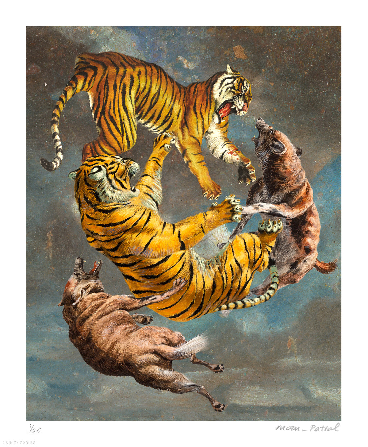Moon Patrol &quot;Cat vs. Dog&quot; - Archival Print, Limited Edition of 25 - 14 x 17&quot;