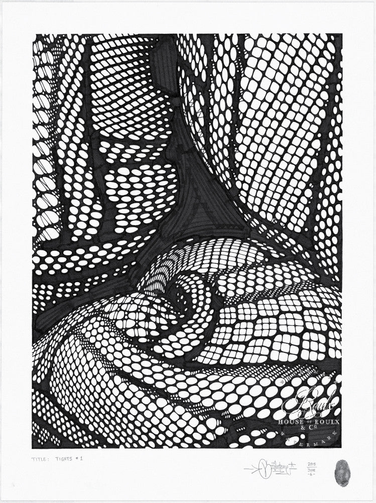 Mike Giant &quot;Tights 1&quot; - Original Ink Drawing - 18 x 24