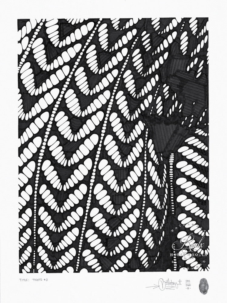 Mike Giant &quot;Tights 2&quot; - Original Ink Drawing - 18 x 24