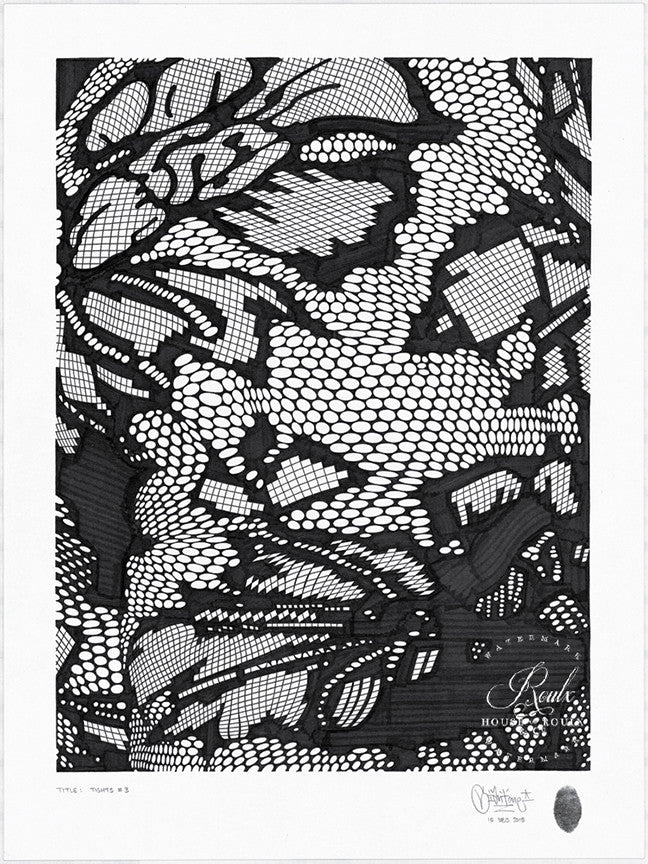 Mike Giant &quot;Tights 3&quot; - Original Ink Drawing - 18 x 24