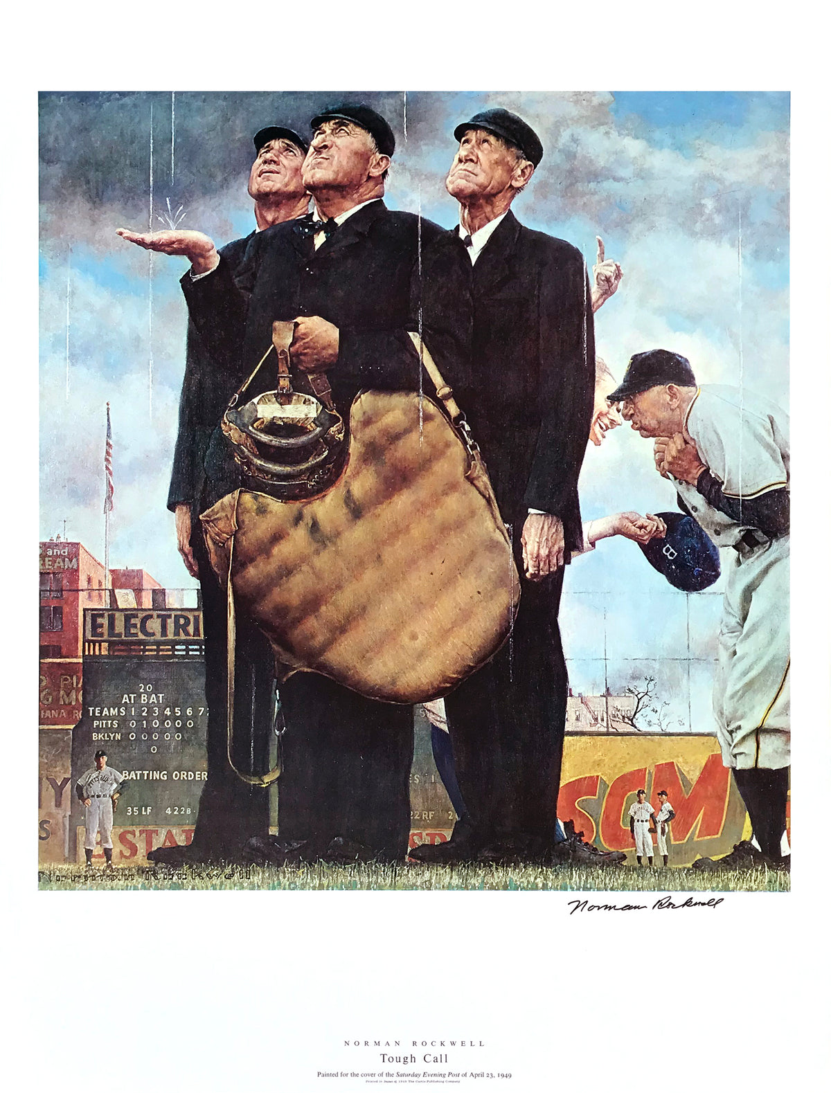 Norman Rockwell - &quot;Tough Call&quot; - Signed Offset Print - 19 x 25&quot;