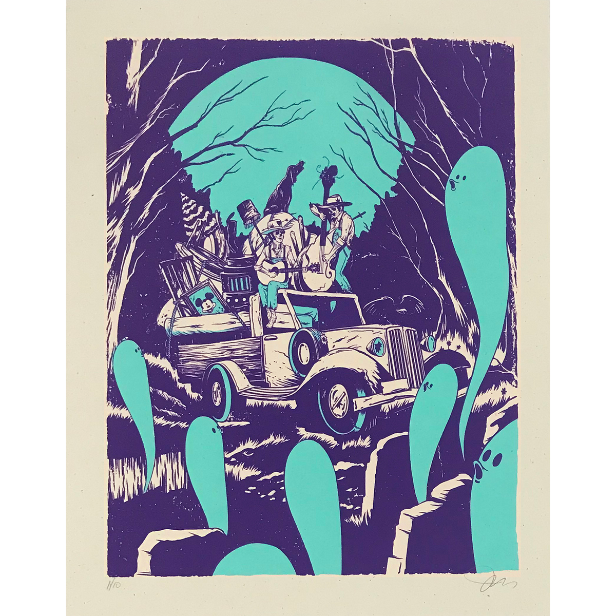 The Draculas &quot;Howlin’ Ghosts: The Dust Bowl Trio (Poly)&quot; - Screen Printed Edition of 10 - 11 x 14&quot;