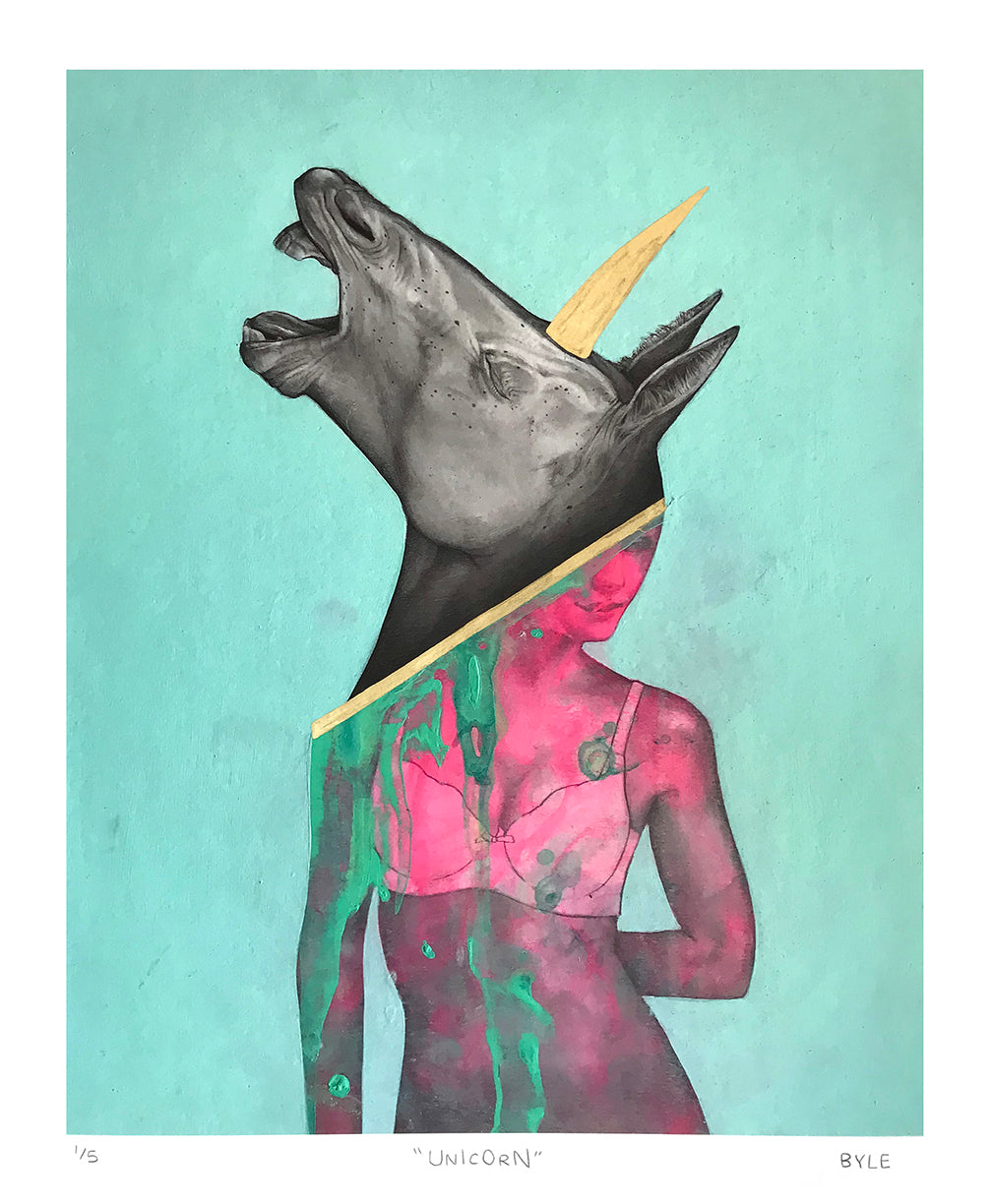 Matt Byle &quot;Unicorn&quot; - Hand-Embellished Edition of 5 - 14 x 17&quot;