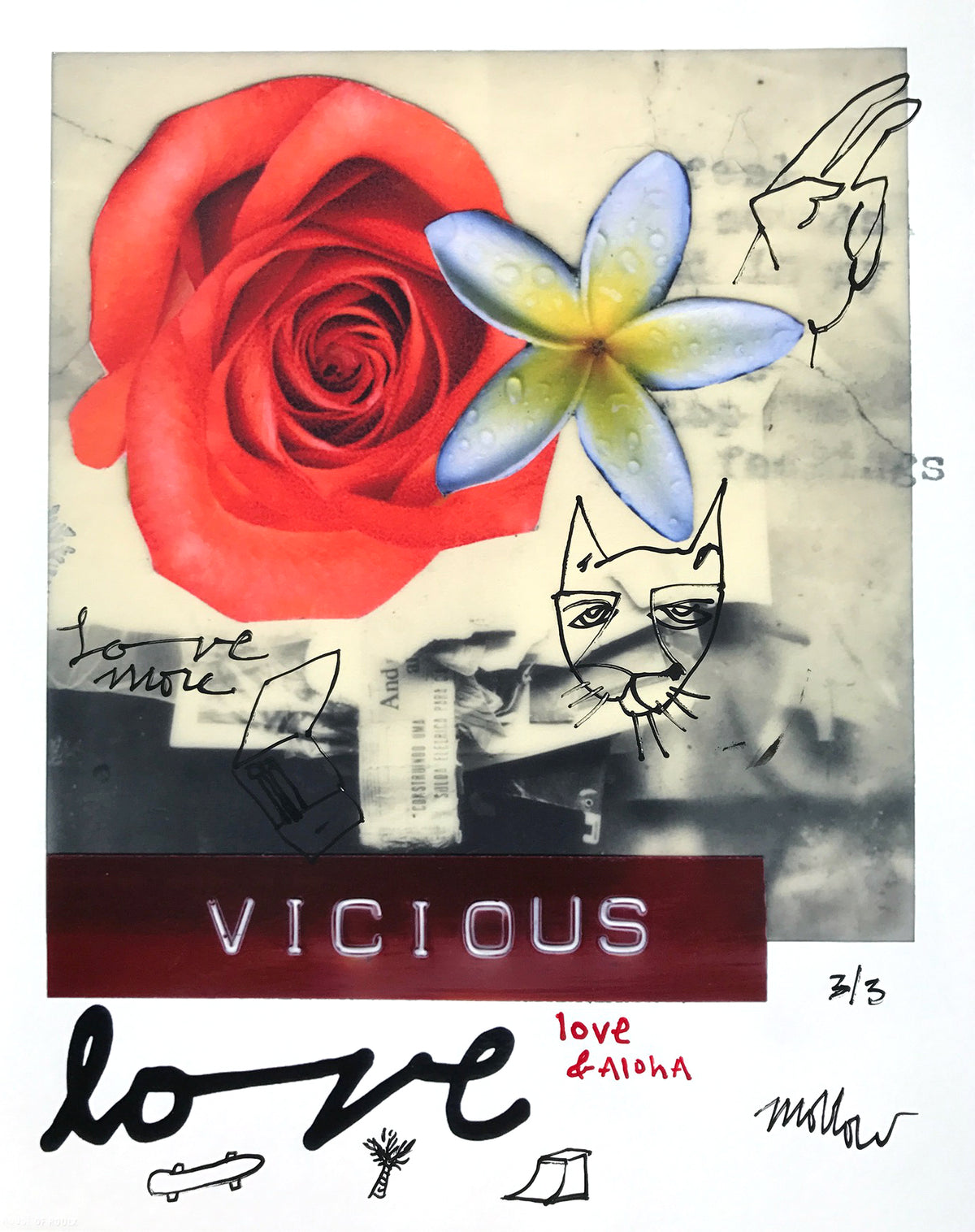 Mark Oblow &quot;Vicious Love&quot; - Hand-Embellished Unique Print, #3/3 - 16 x 20&quot;