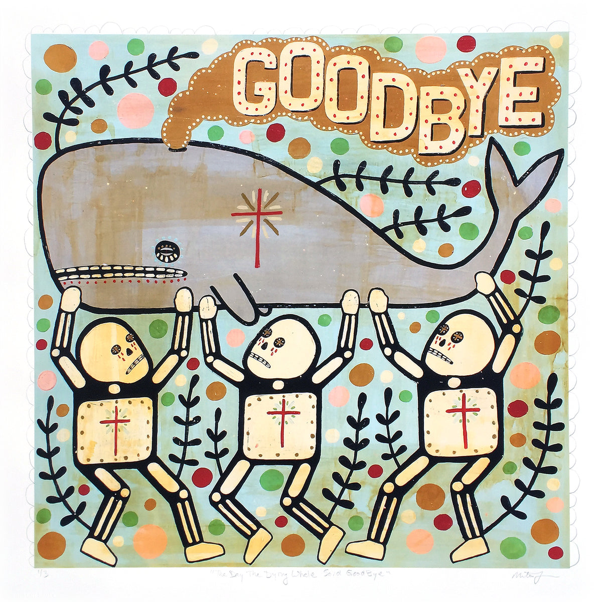Mike Egan &quot;The Day the Dying Whale Said Goodby&quot; - Hand-Embellished Edition of 3 - 17 x 17&quot;
