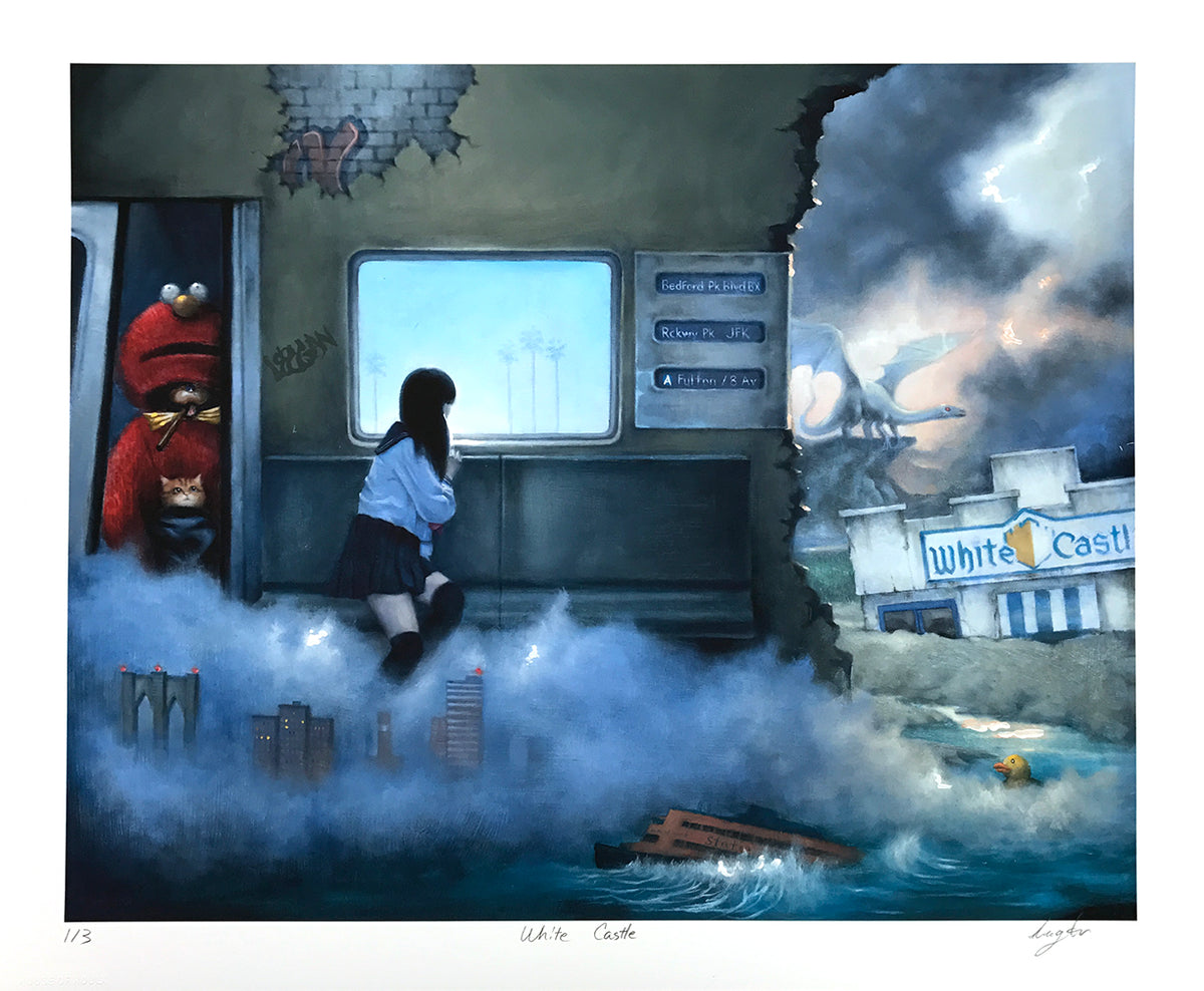 Leegan Koo &quot;White Castle&quot; - Hand-Embellished Unique Print, Limited Edition of 3 - 14 x 17&quot;