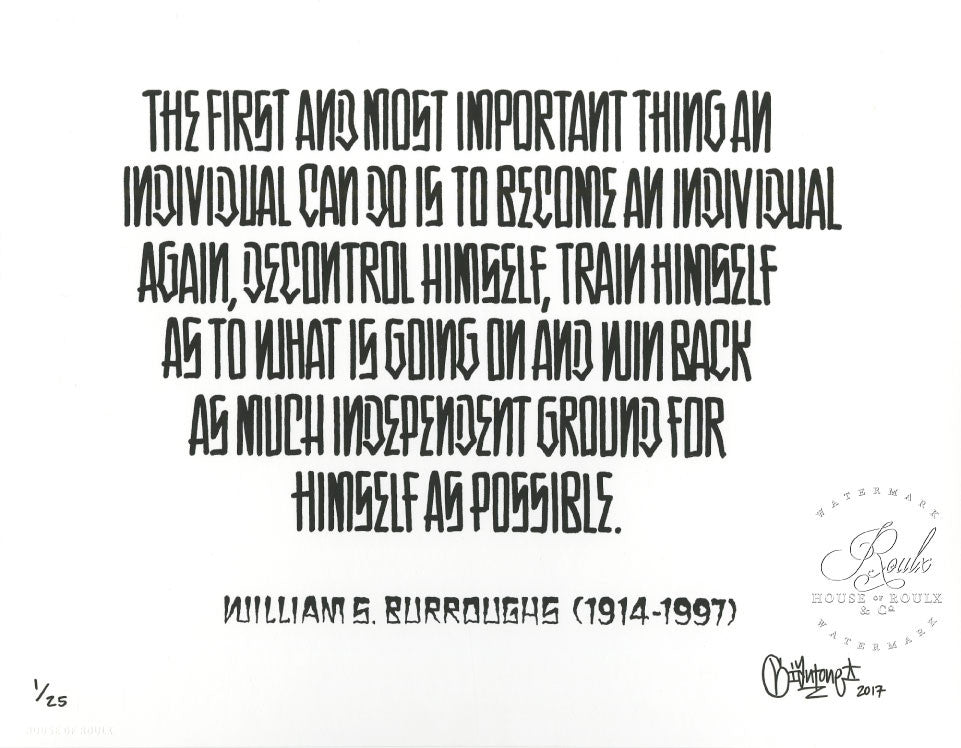 Mike Giant &quot;Decontrol (William S. Burroughs)&quot; - Limited Edition, Archival Print - 11 x 14