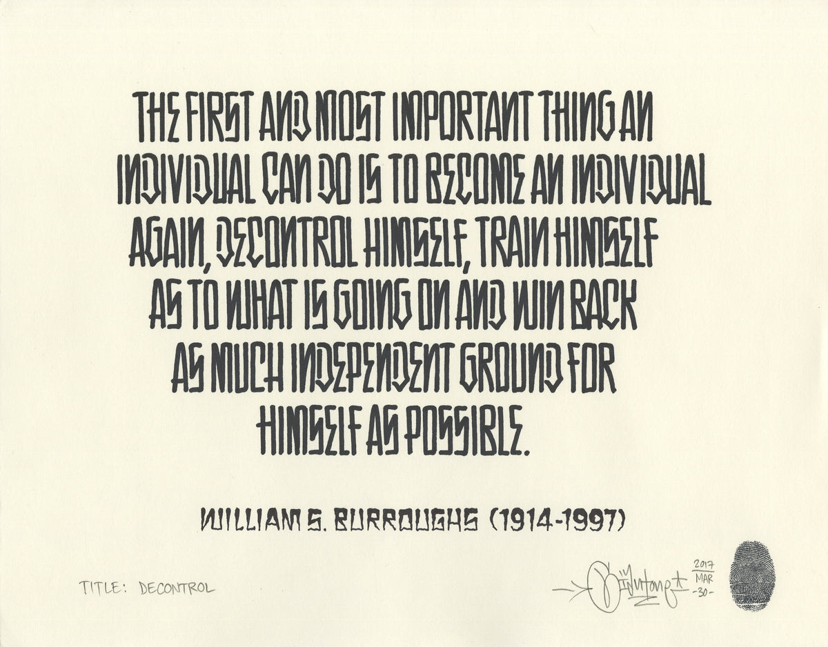 Mike Giant &quot;Decontrol (William Burroughs)&quot; - Original Ink Illustration - 11 x 14
