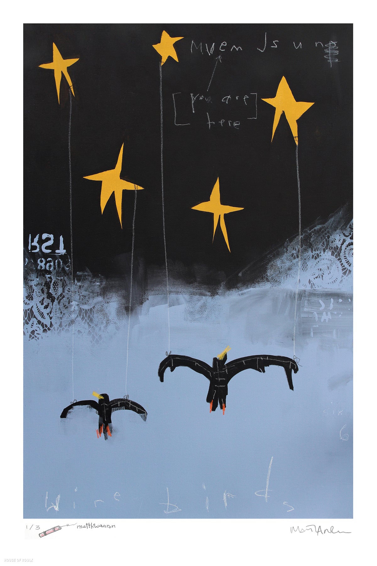 matthewaaron &quot;Wire Birds&quot; - Remarqued Edition of 3 - 16 x 24&quot;