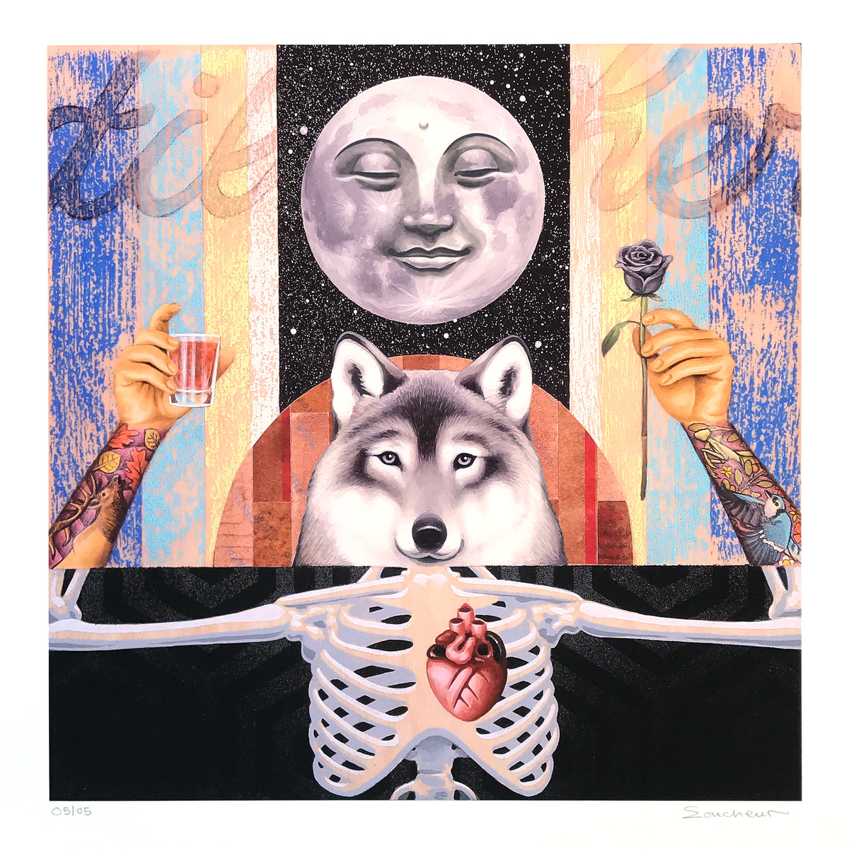 Leon Loucheur &quot;Toast&quot; - Hand-Embellished Edition of 5 - 17 x 17&quot;