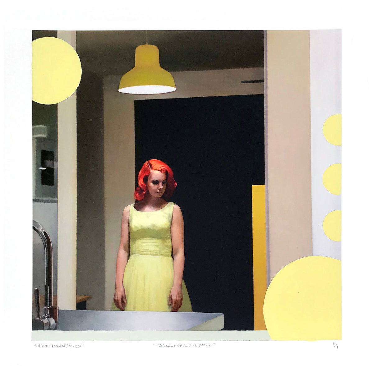 Shaun Downey &quot;Yellow Shelf (Lemon)&quot; - Hand-Embellished One-Off Variant - 12 x 12&quot;