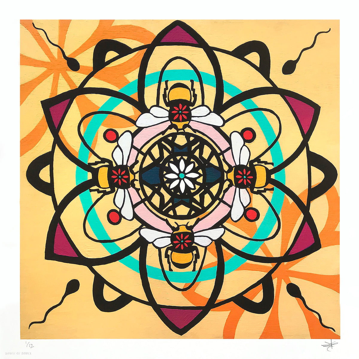 olive47 &quot;Yellow Bees #2&quot; - Archival Print, Limited Edition of 12 - 17 x 17&quot;
