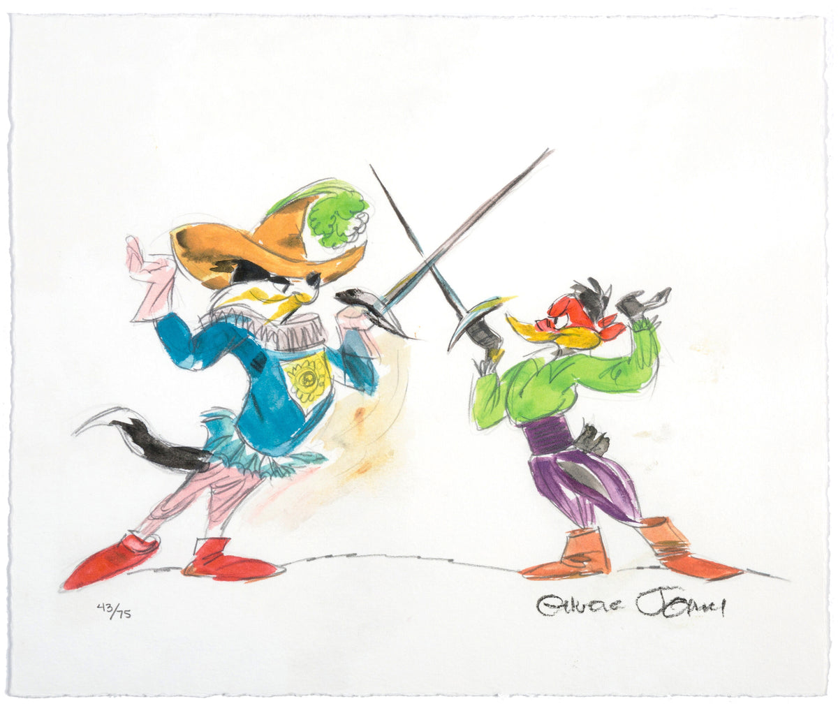 Chuck Jones - &quot;Sylvester and Daffy Duck&quot; - Signed Limited Edition Print - 12.5 x 10.5&quot;