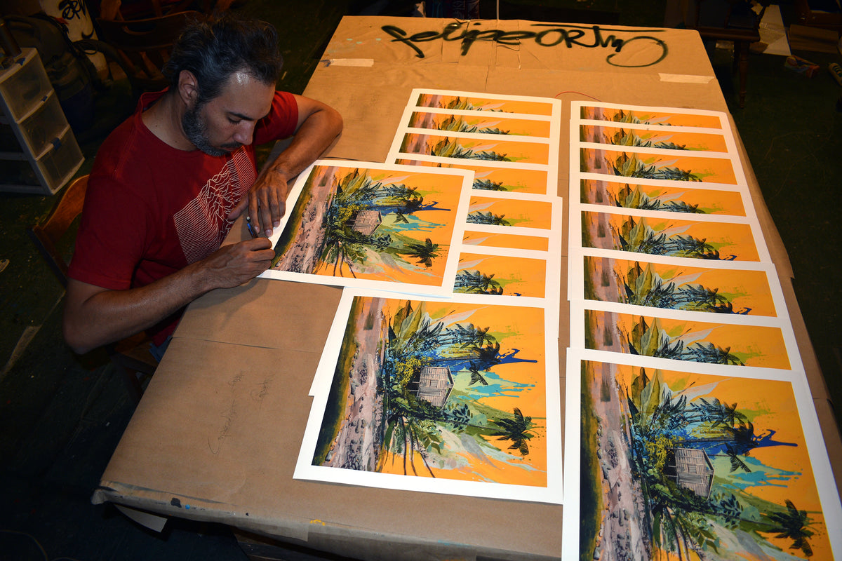 Felipe Ortiz &quot;Pacifico&quot; - Hand-Embellished Unique Variant, #1/3 - 17 x 17&quot;