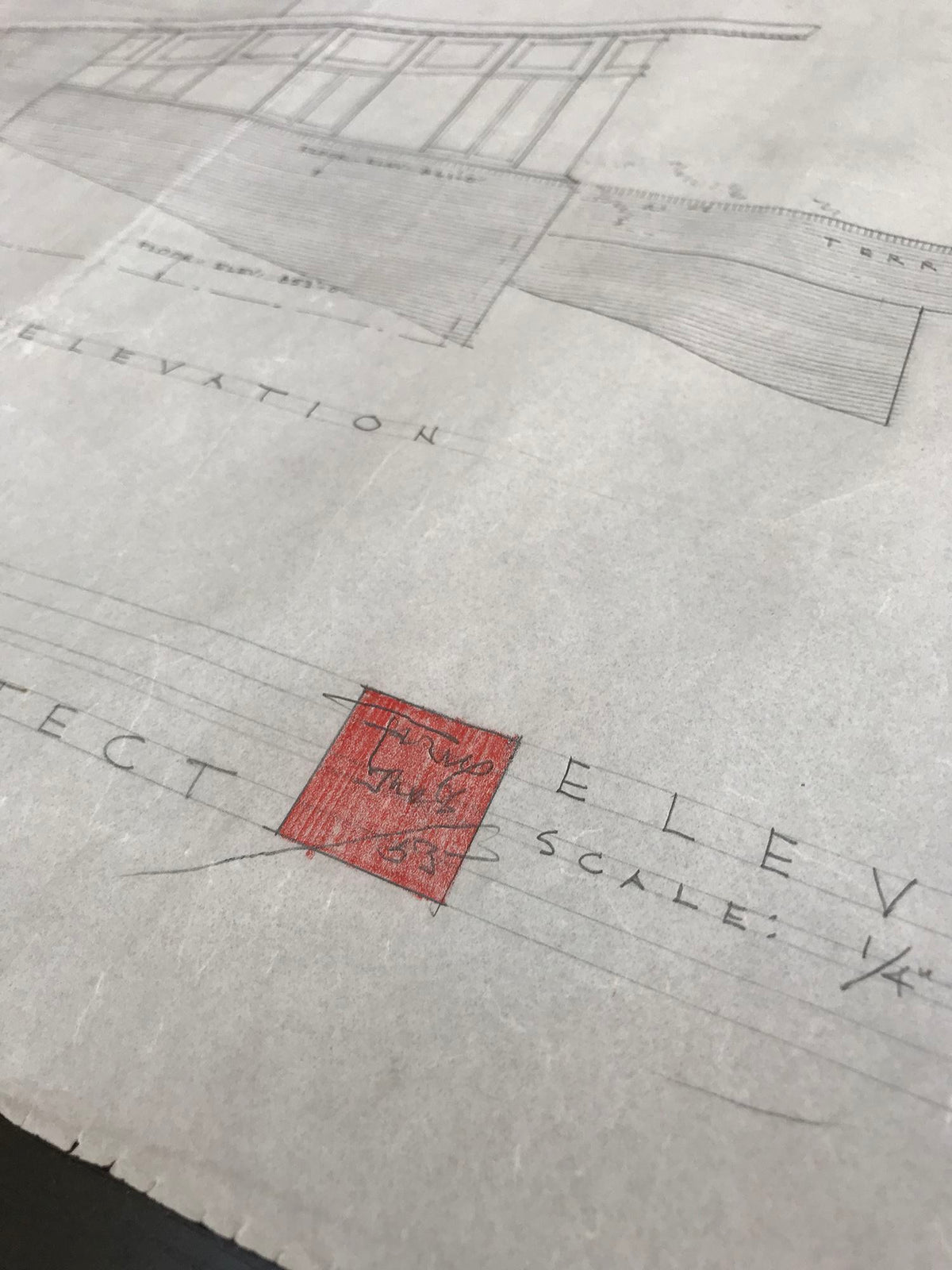 Frank Lloyd Wright - Signed Original &quot;Louis B. Frederick House&quot; Working Architecture Drawing