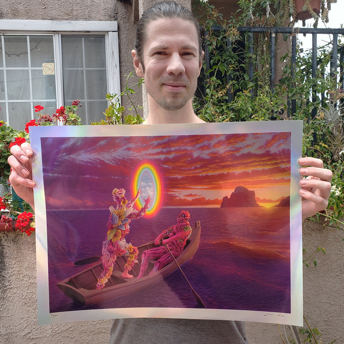 Adrian Cox &quot;Spirit Gardener Searching for New Horizons&quot; - Rainbow Foil Print, Limited Edition of 200 - 18 x 24&quot;