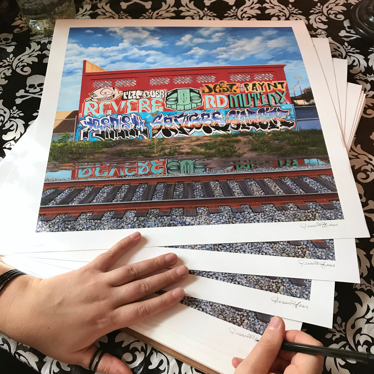 Jessica Hess &quot;Fourth and Clay&quot; - Hand-Embellished Edition of 5 - 17 x 17&quot;