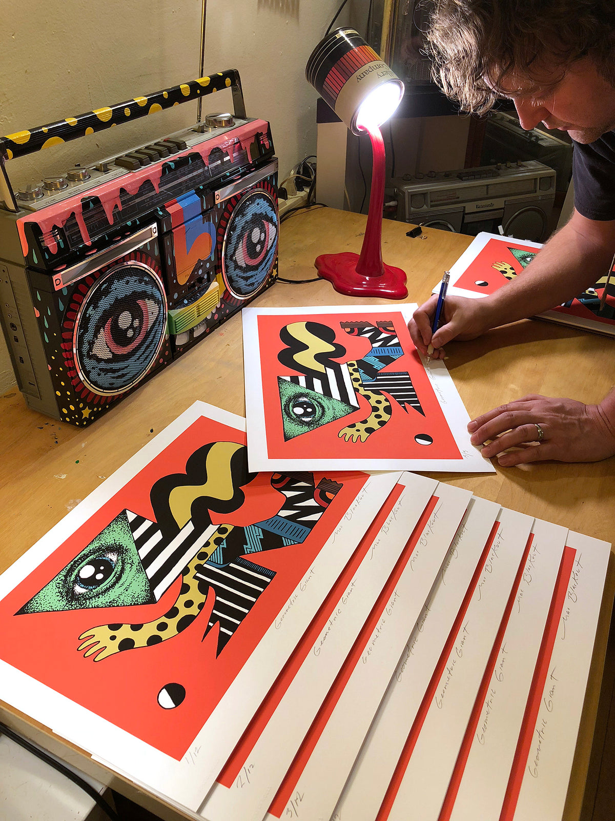 Mac Blackout &quot;Geometric Giant&quot; - Hand-Embellished Unique Print, Limited Edition of 3 - 12 x 17&quot;