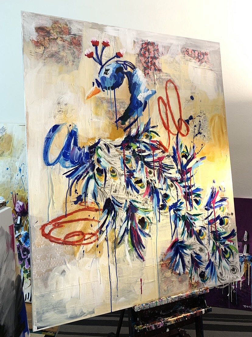 Ash Almonte &quot;Achievements&quot; - Original Mixed Media Painting on Wood Panel - 48 x 60&quot;