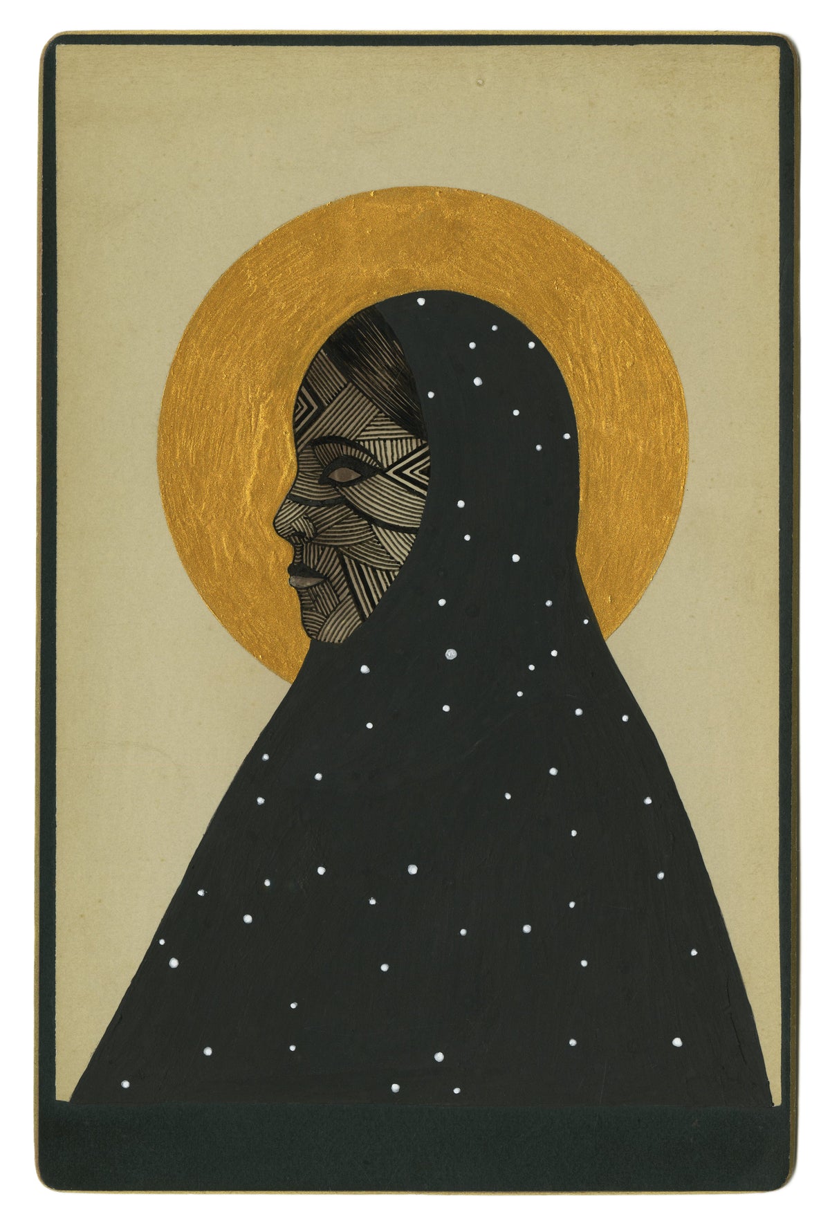 Adrian Landon Brooks &quot;Warpaint #4&quot; - Original Painting on Vintage Cabinet Card Photograph