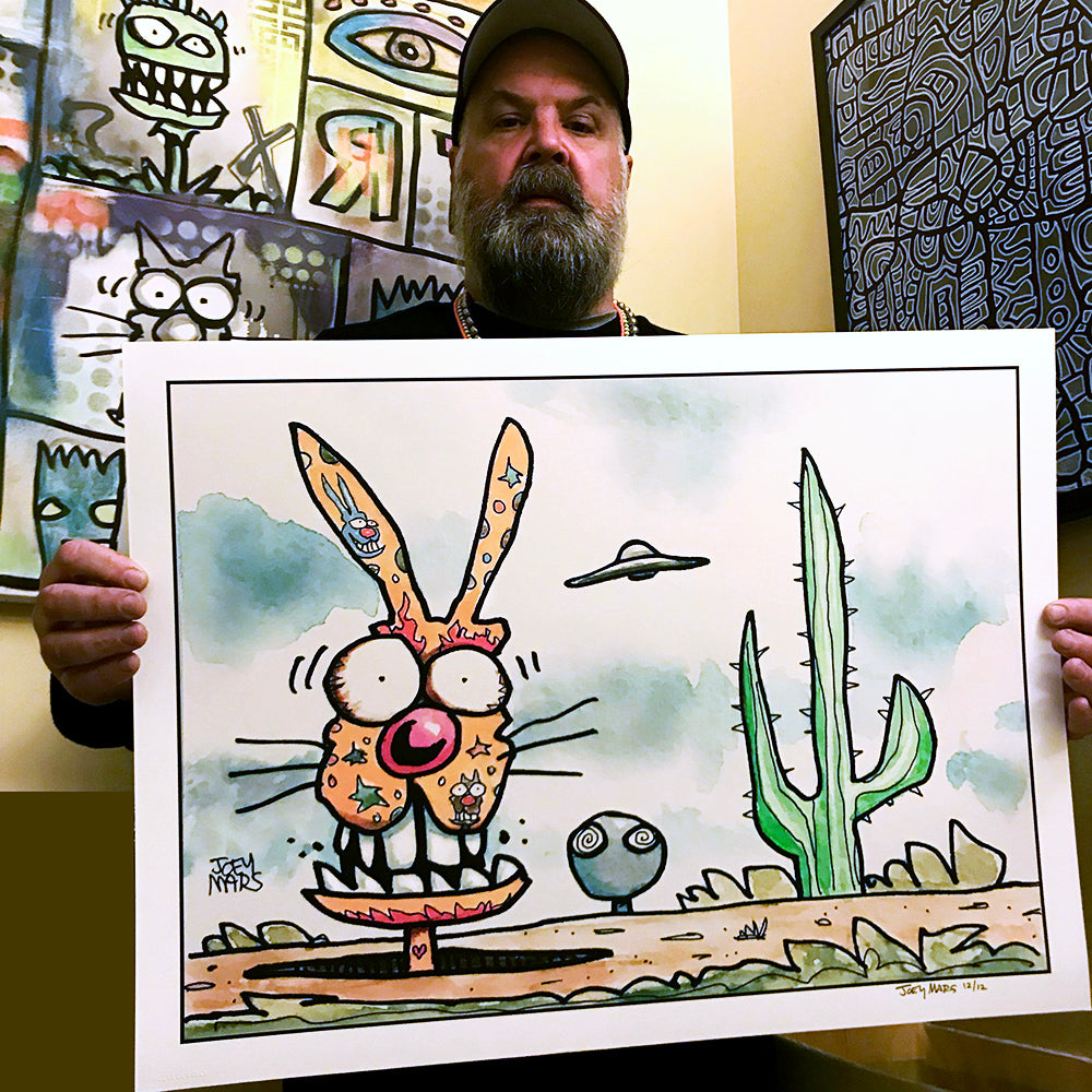 Joey Mars &quot;Encounter with the Tattooed Rabbit&quot; - Hand-Embellished Variant, 1 of 3 - 18 x 24&quot;