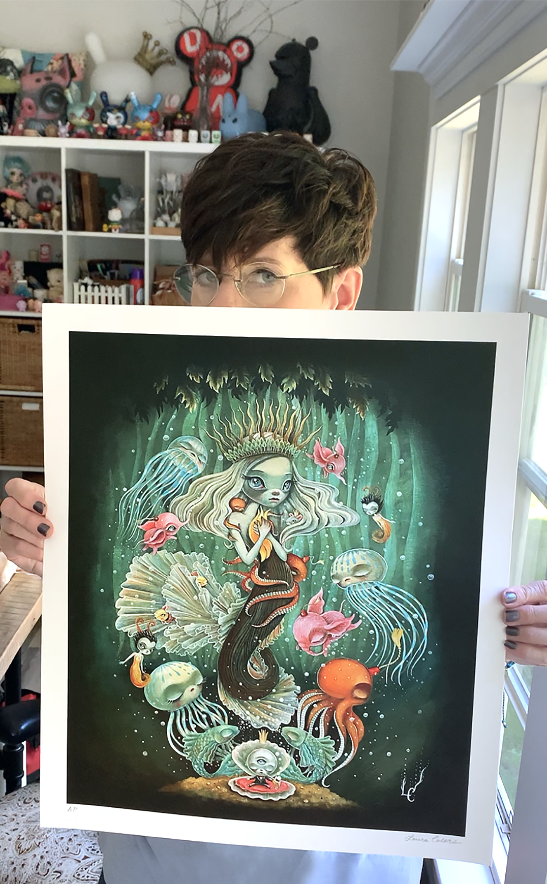 Laura Colors &quot;Sea Forest Siren&quot; - Hand-Embellished Edition of 10 - 17 x 20&quot;