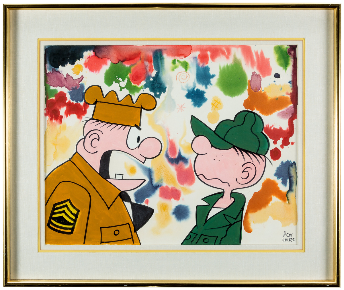 Mort Walker - &quot;Beetle Bailey and Sarge Snorkel&quot; - Original Painting - c. 1970