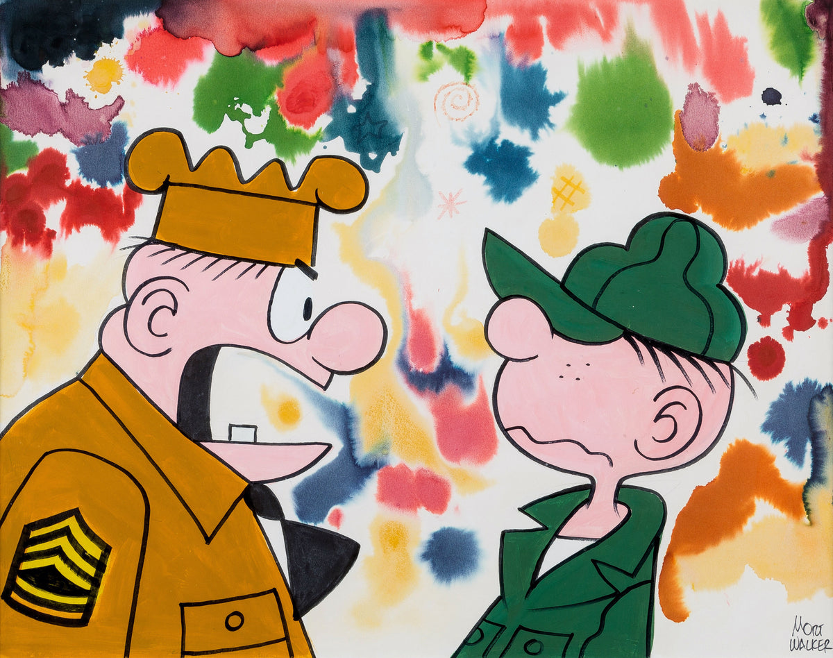 Mort Walker - &quot;Beetle Bailey and Sarge Snorkel&quot; - Original Painting - c. 1970