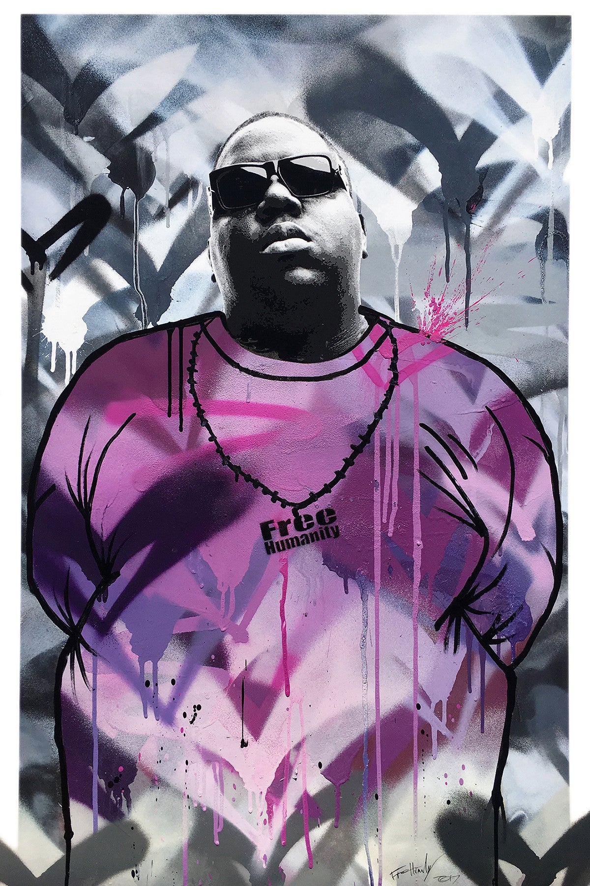 Free Humanity &quot;Notorious B.I.G.&quot; - Hand-Embellished Print - 24 X 36&quot;
