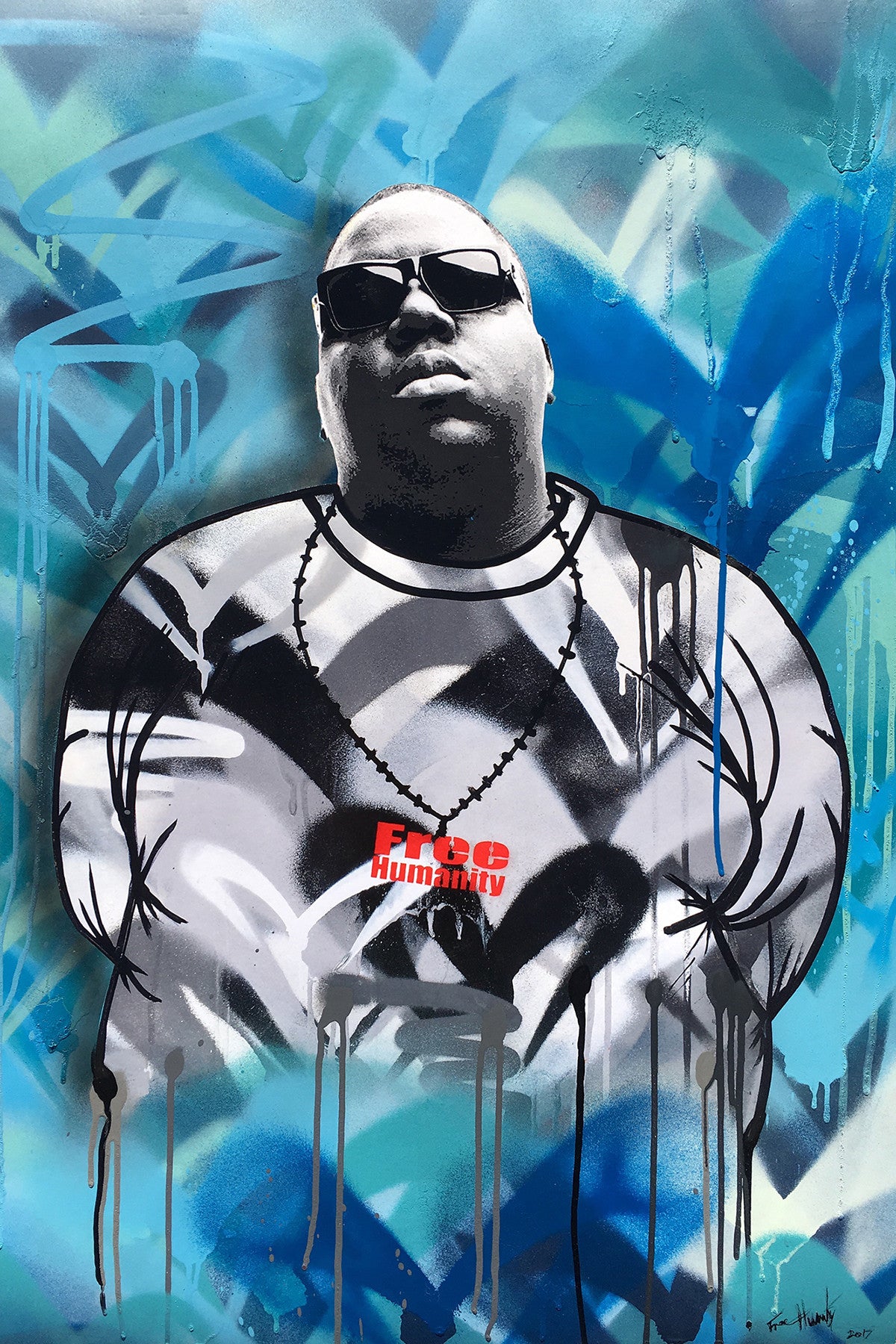 Free Humanity &quot;Notorious B.I.G.&quot; - Hand-Embellished Print - 24 X 36&quot;